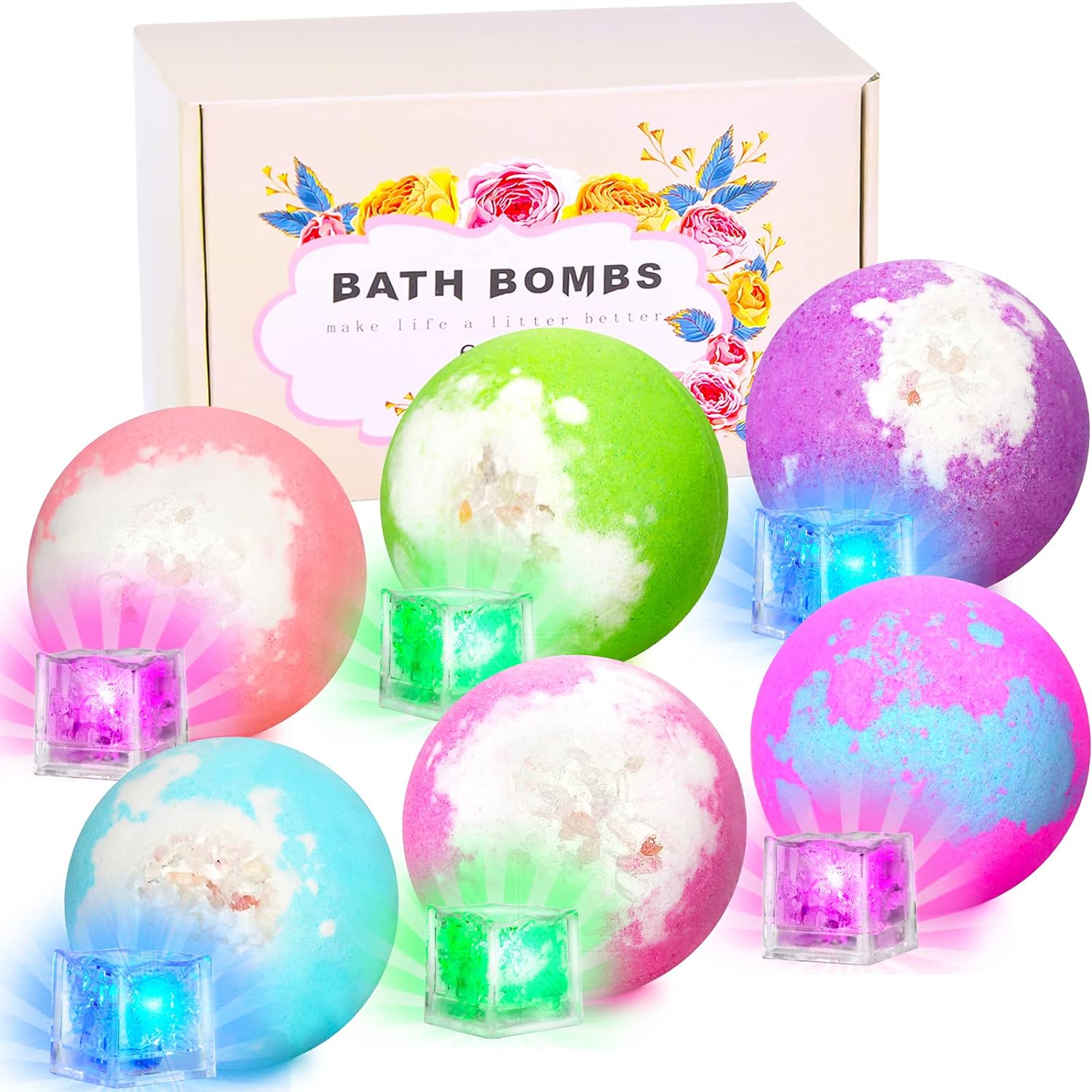 Light Up Bath Bombs com surpresa por dentro
