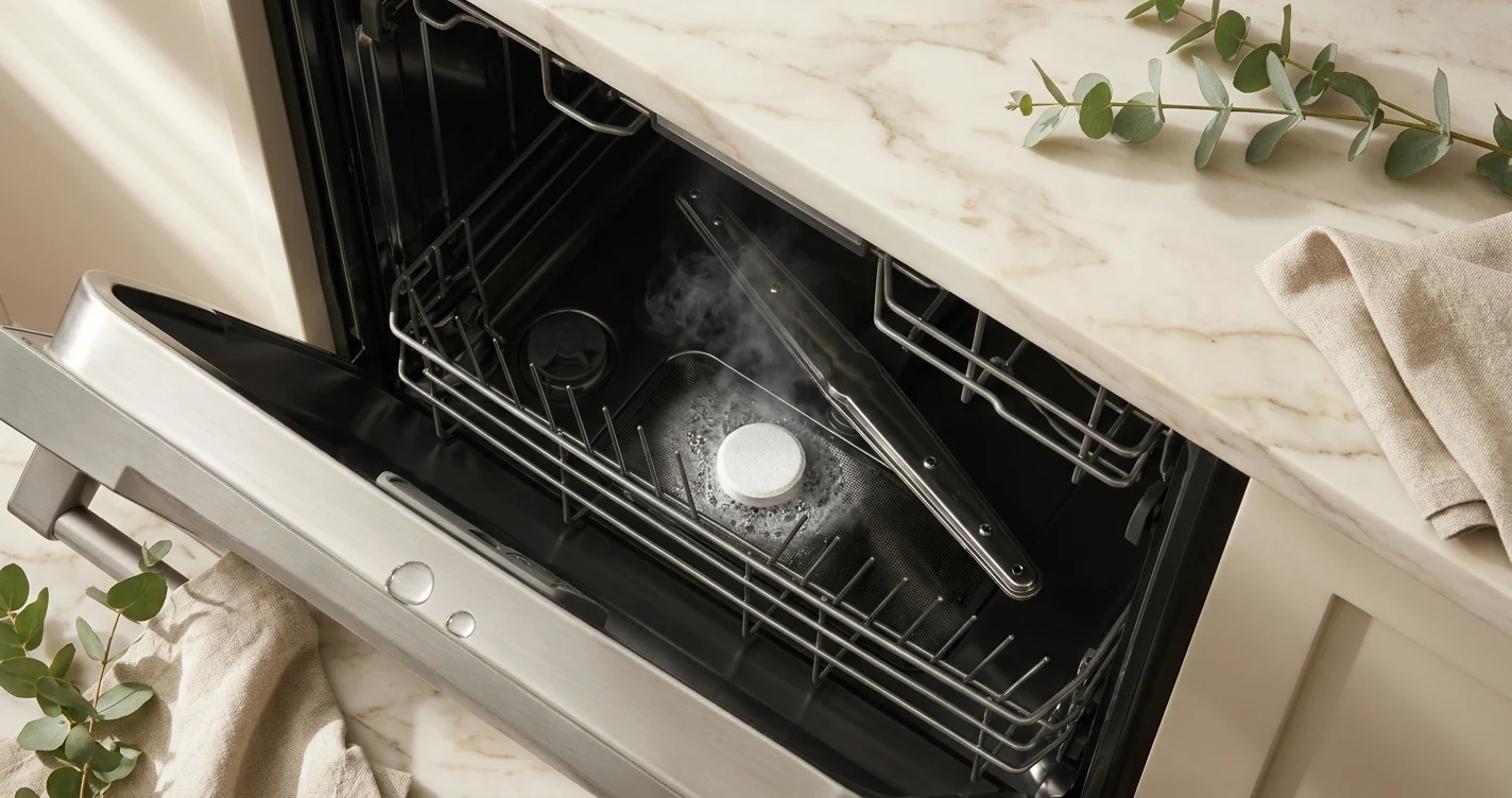 Use dishwasher cleaning tablets. Use dishwasher cleaning tablets.